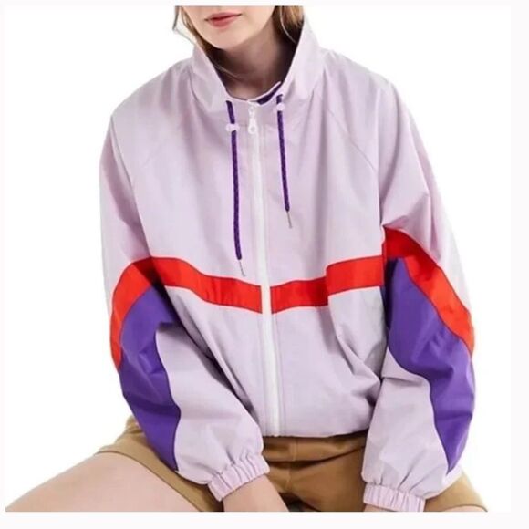 Urban outfitters Retro Windbreaker Jacket Pastel Lavender Purple Size medium - Picture 1 of 9